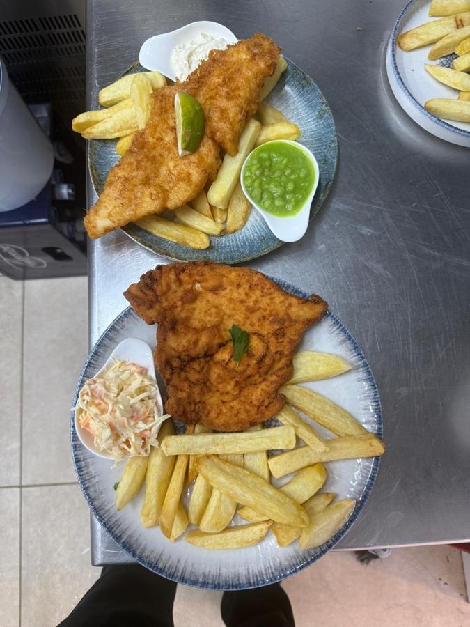 Breaded Chicken with Chips & Coleslaw Hippie Chippy Costa Teguise Lanzarote