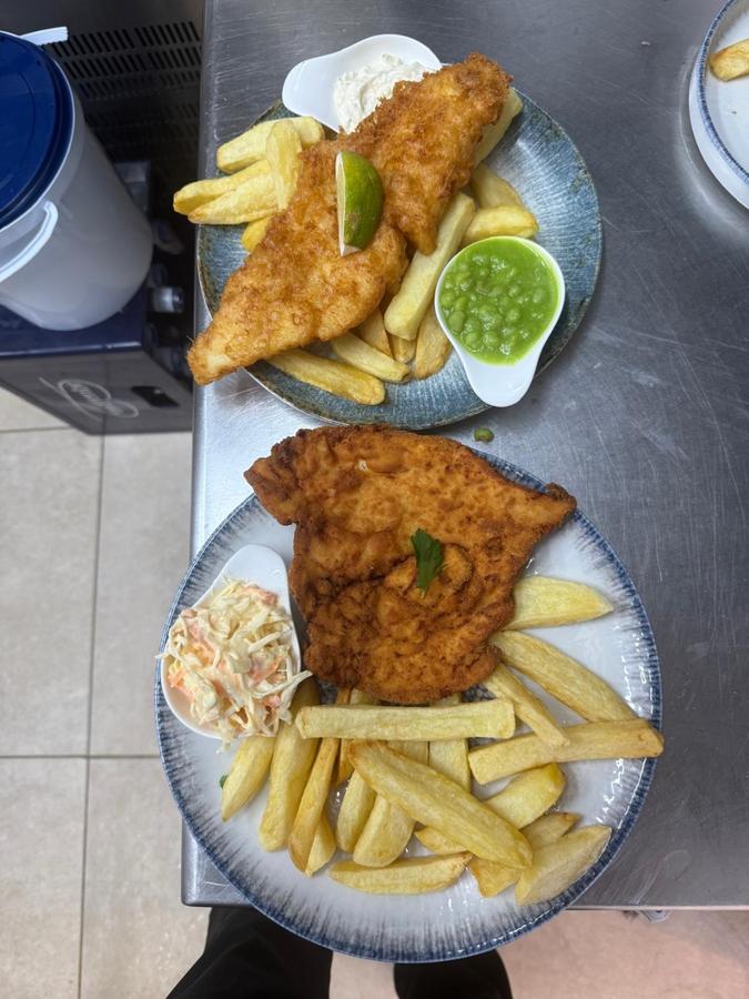 Battered fish and schnitzel Hippie Chippy Costa Teguise
