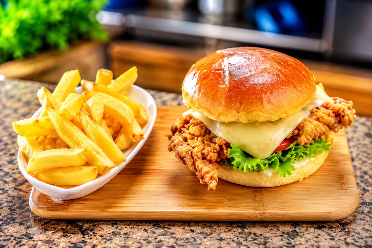 Crispy Chicken Burger Hippie Chippy Costa Teguise Lanzarote